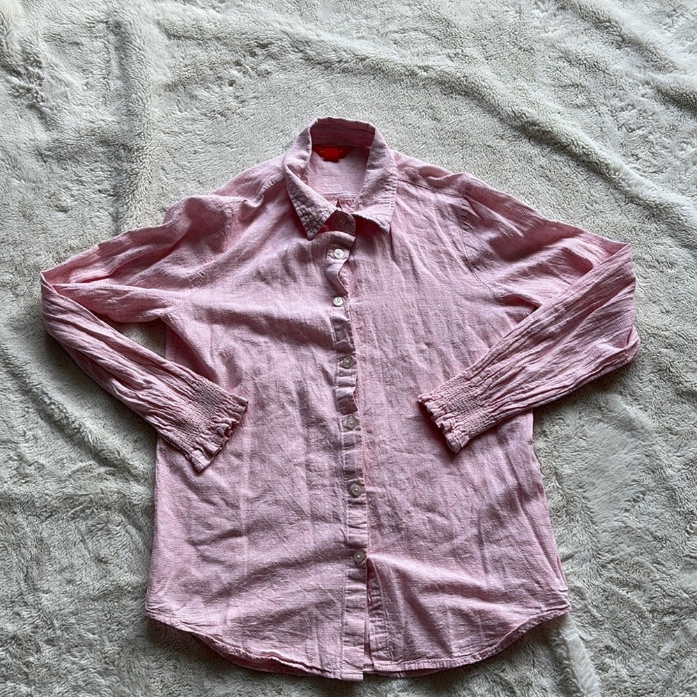 Joe Fresh Pink and White Striped Shirt Size Small - Picture 2 of 7